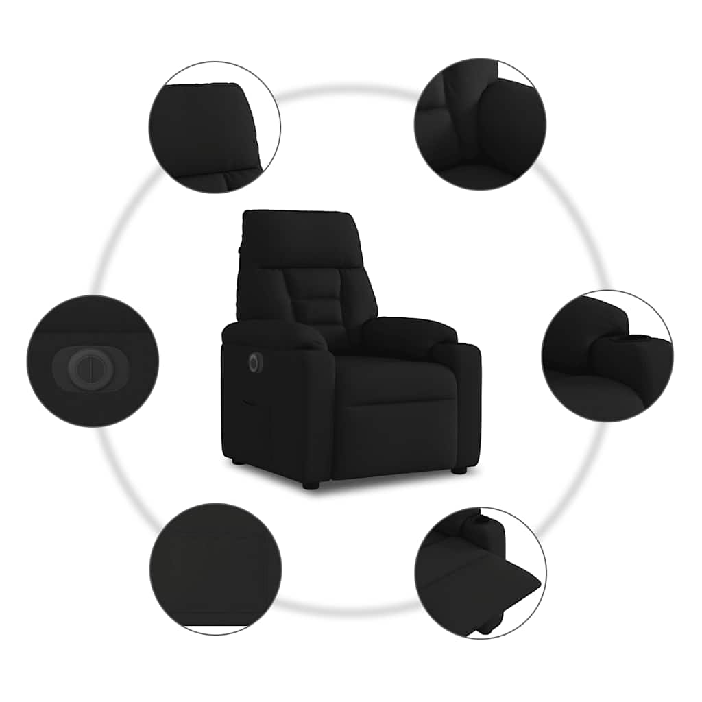 Fauteuil verstelbaar elektrisch stof zwart