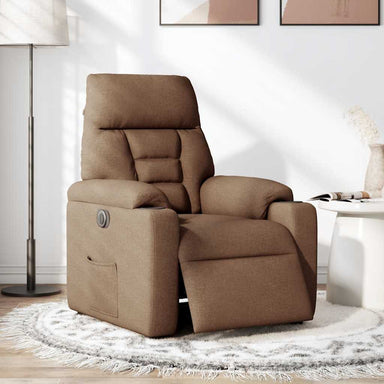 Fauteuil verstelbaar elektrisch stof bruin