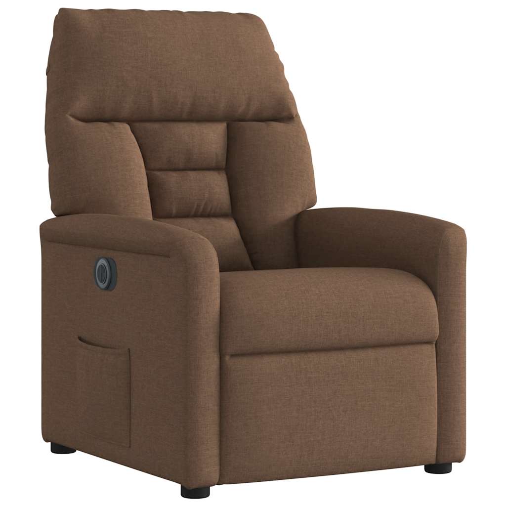 Fauteuil verstelbaar elektrisch stof bruin