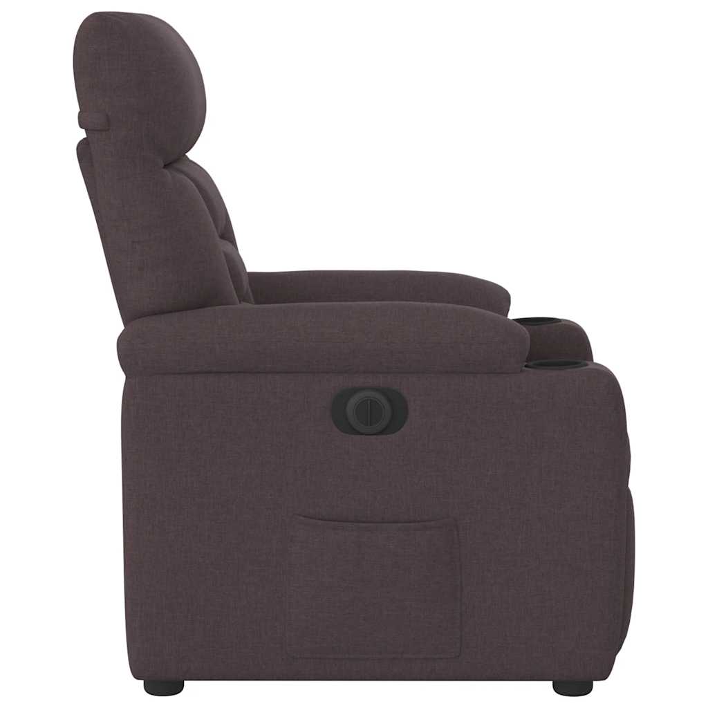 Fauteuil verstelbaar elektrisch stof donkerbruin