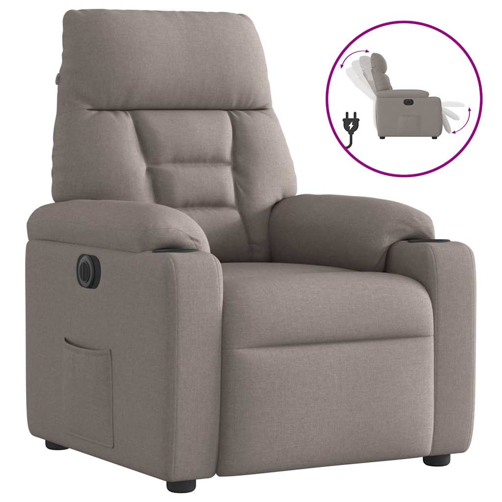 Fauteuil verstelbaar elektrisch stof taupe