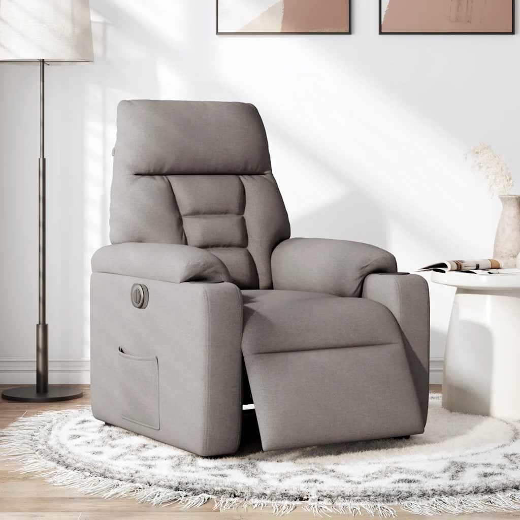 Fauteuil verstelbaar elektrisch stof taupe