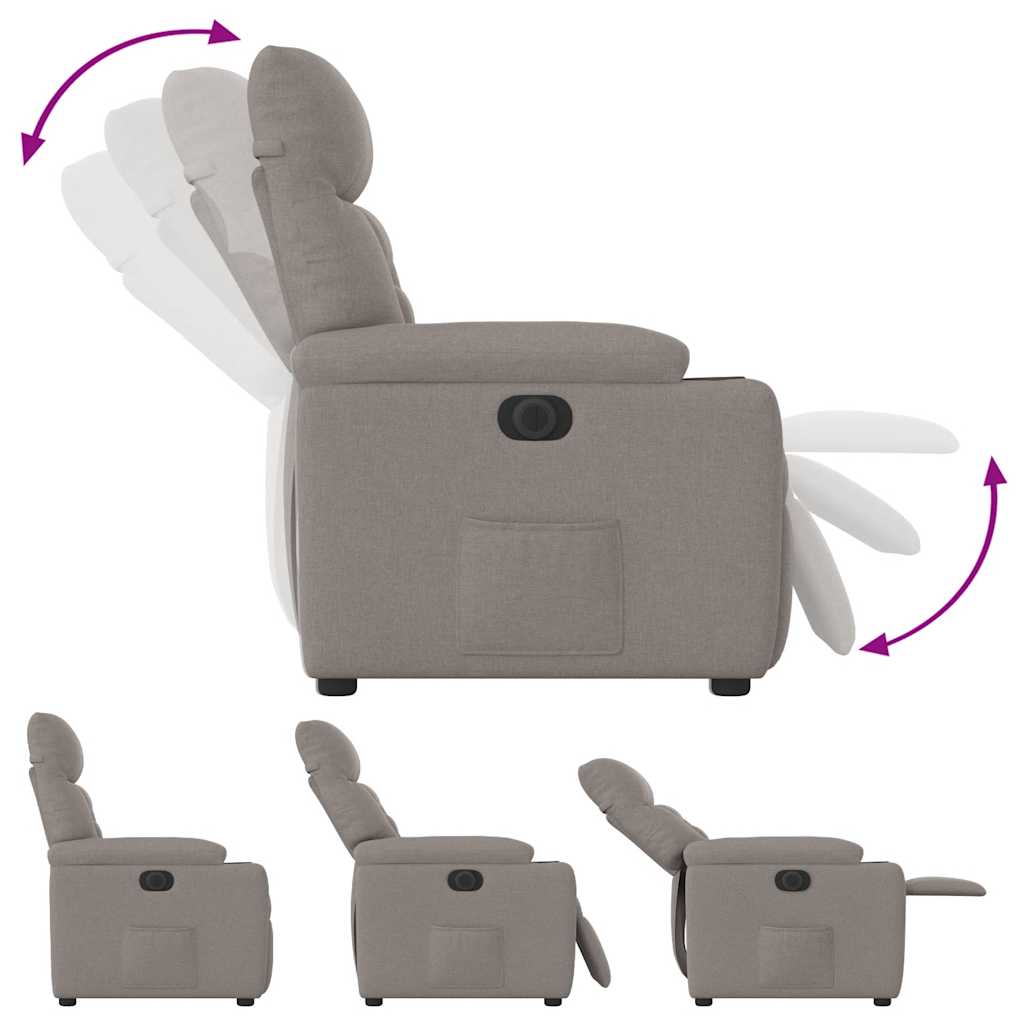 Fauteuil verstelbaar elektrisch stof taupe