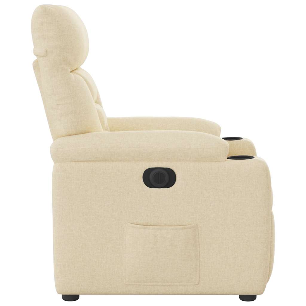 Fauteuil verstelbaar elektrisch stof crèmekleurig