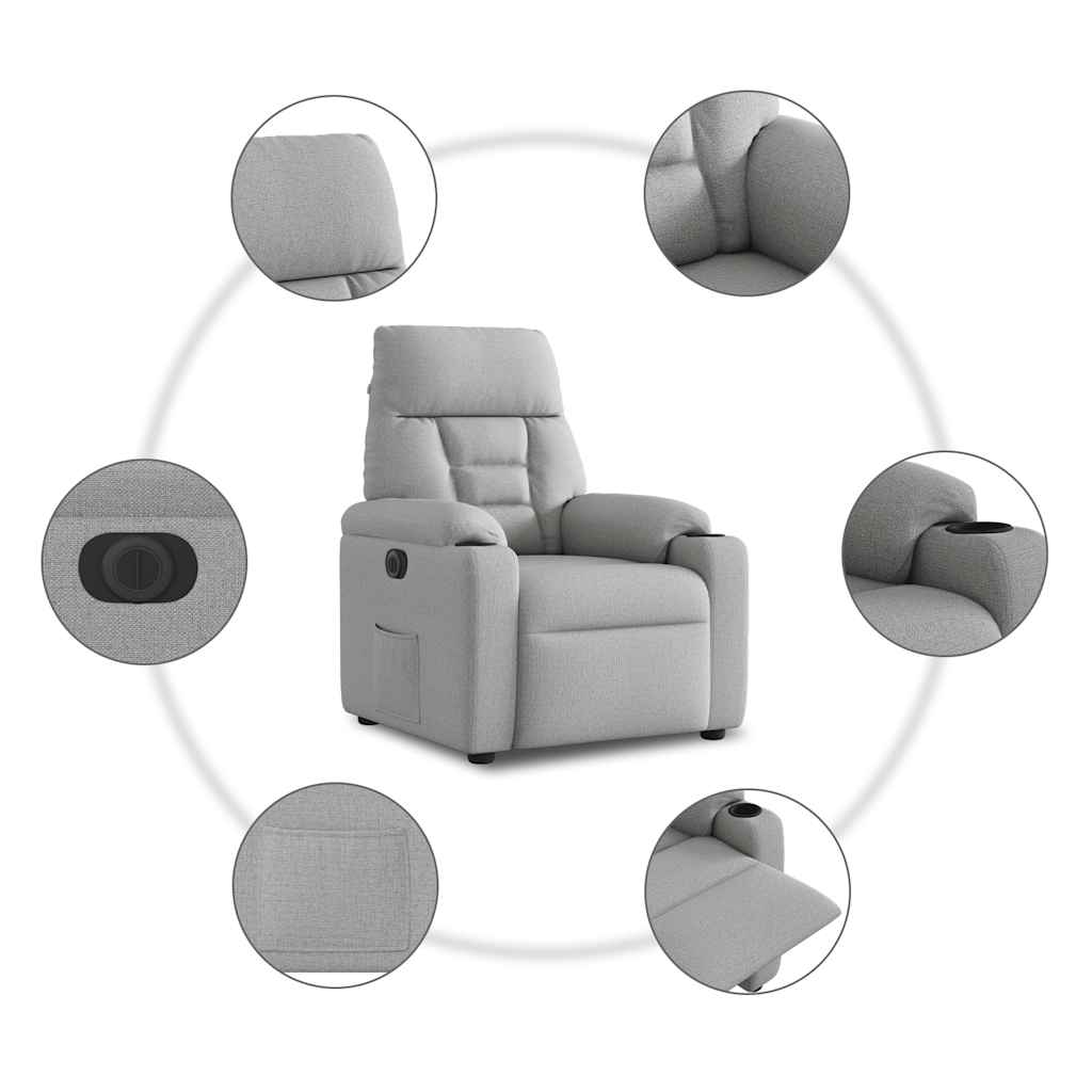 Fauteuil elektrisch verstelbaar stof wolk grijs