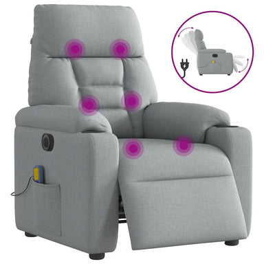Massagestoel elektrisch verstelbaar stof lichtgrijs