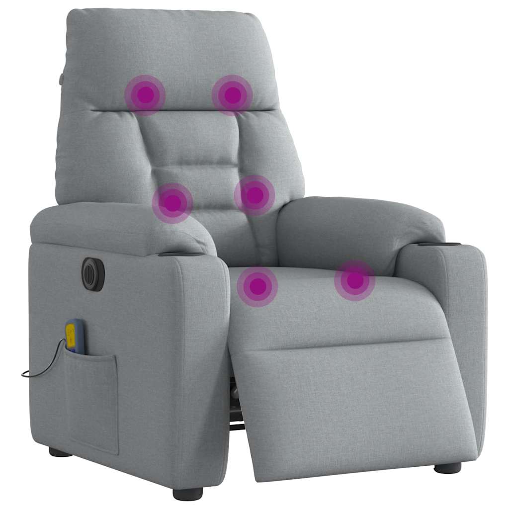 Massagestoel elektrisch verstelbaar stof lichtgrijs