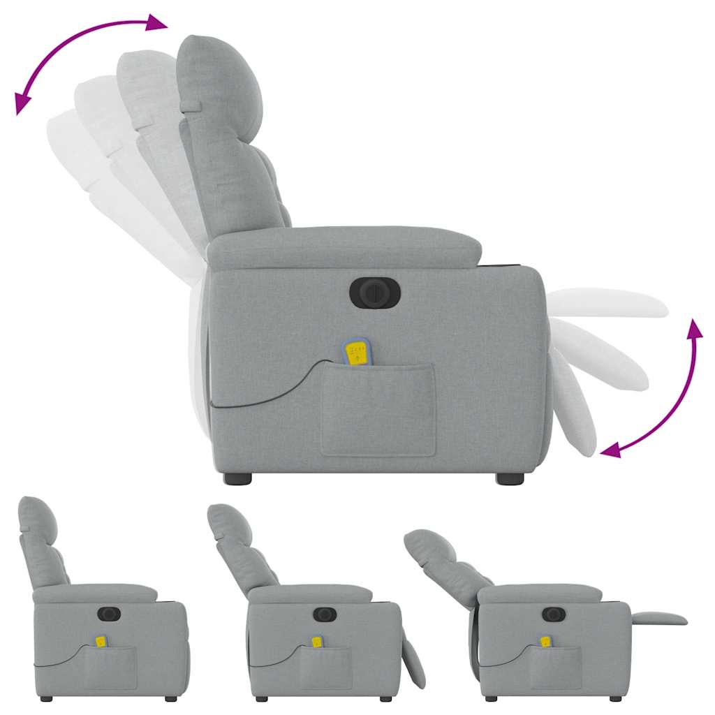 Massagestoel elektrisch verstelbaar stof lichtgrijs
