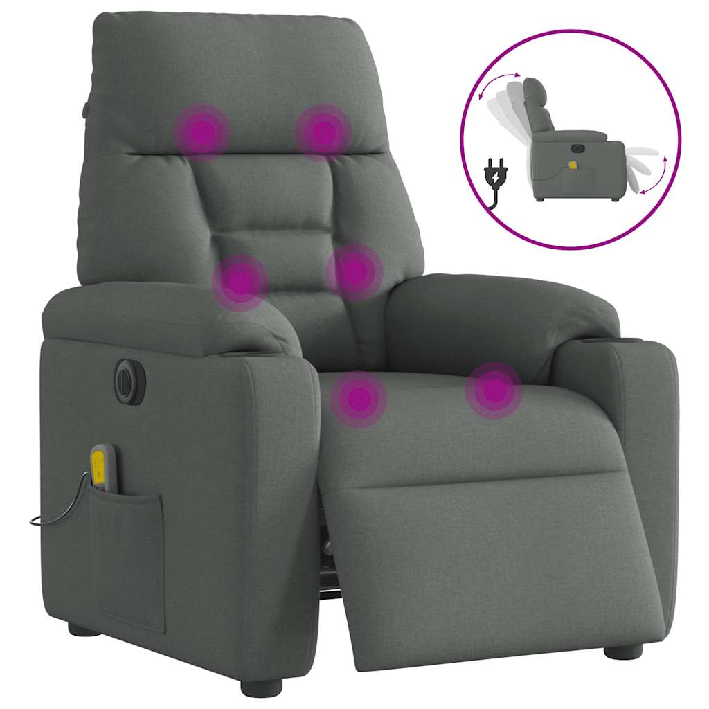 Massagestoel elektrisch verstelbaar stof donkergrijs
