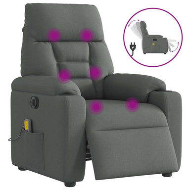 Massagestoel elektrisch verstelbaar stof donkergrijs