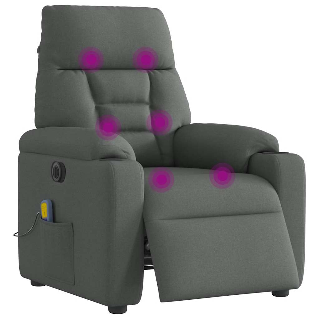 Massagestoel elektrisch verstelbaar stof donkergrijs