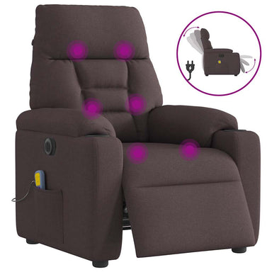 Massagestoel elektrisch verstelbaar stof donkerbruin