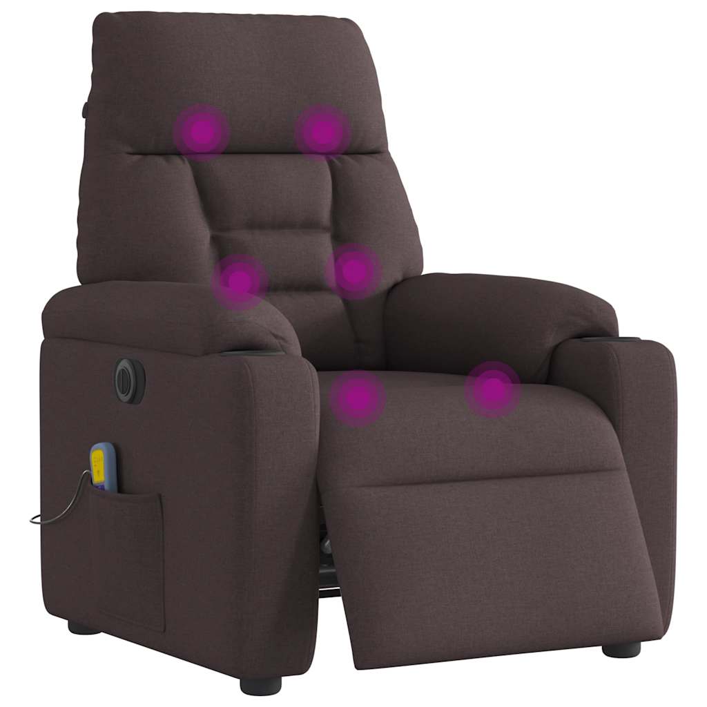 Massagestoel elektrisch verstelbaar stof donkerbruin