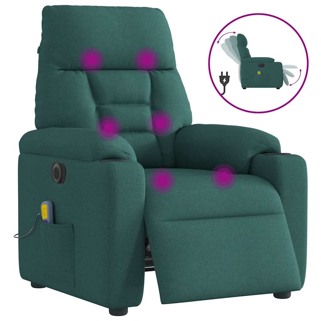 Massagestoel elektrisch verstelbaar stof donkergroen