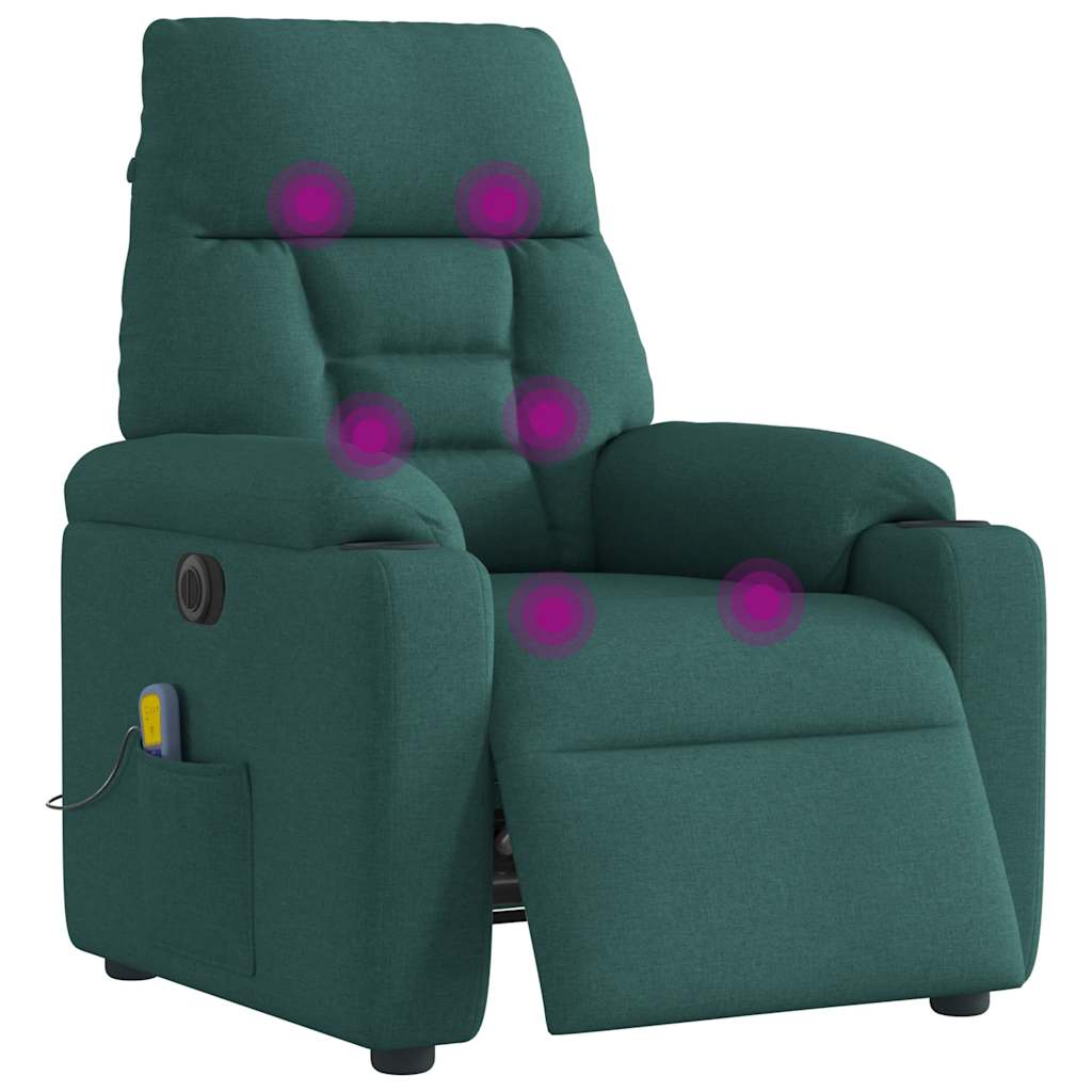 Massagestoel elektrisch verstelbaar stof donkergroen
