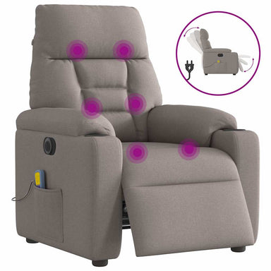 Massagestoel elektrisch verstelbaar stof taupe