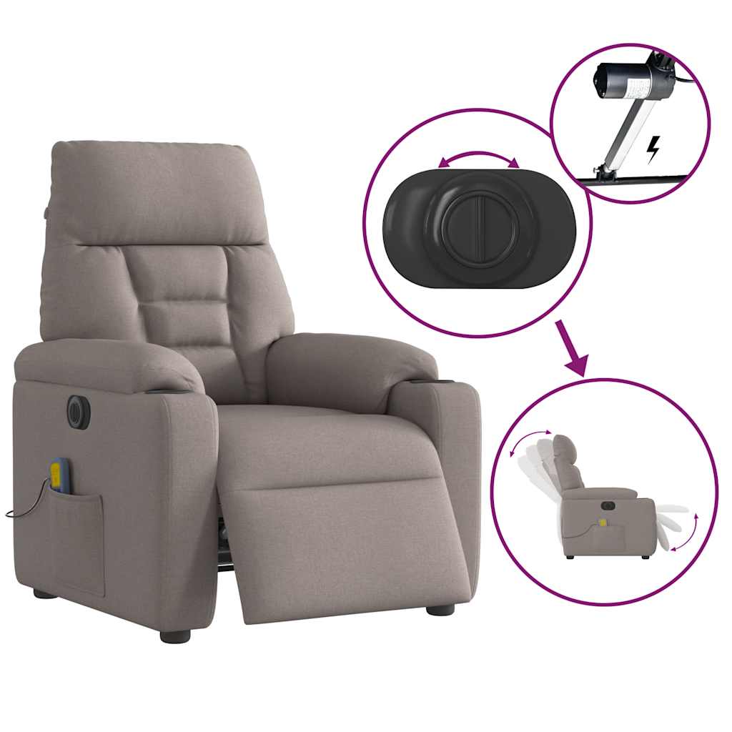 Massagestoel elektrisch verstelbaar stof taupe