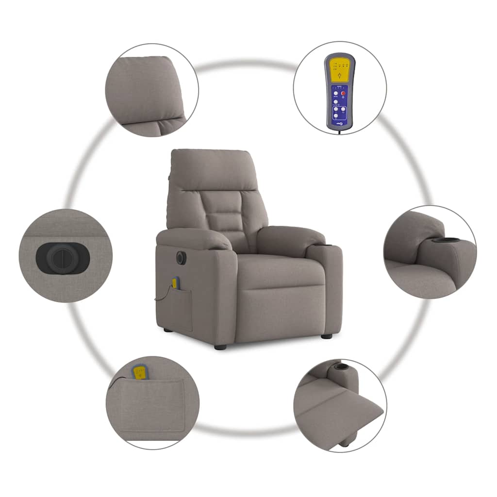 Massagestoel elektrisch verstelbaar stof taupe