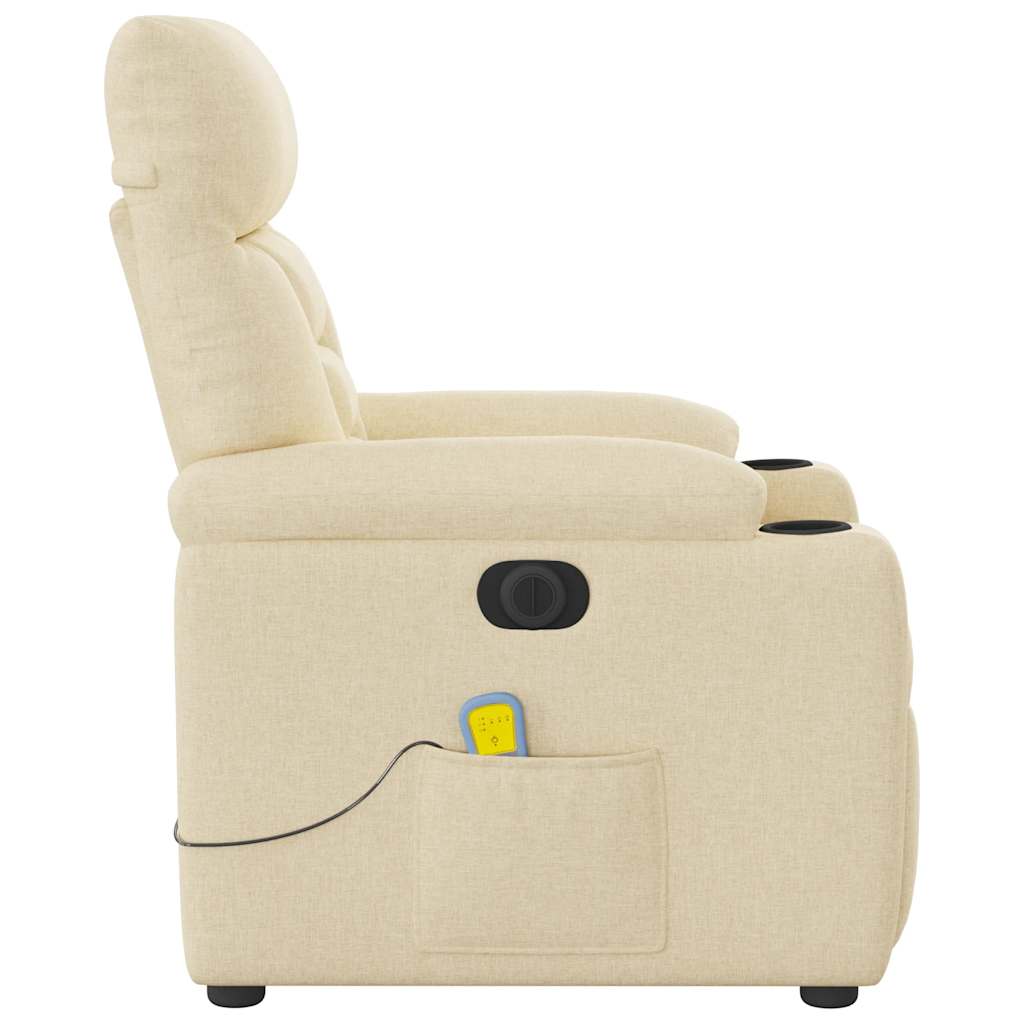 Massagestoel elektrisch verstelbaar stof crèmekleurig