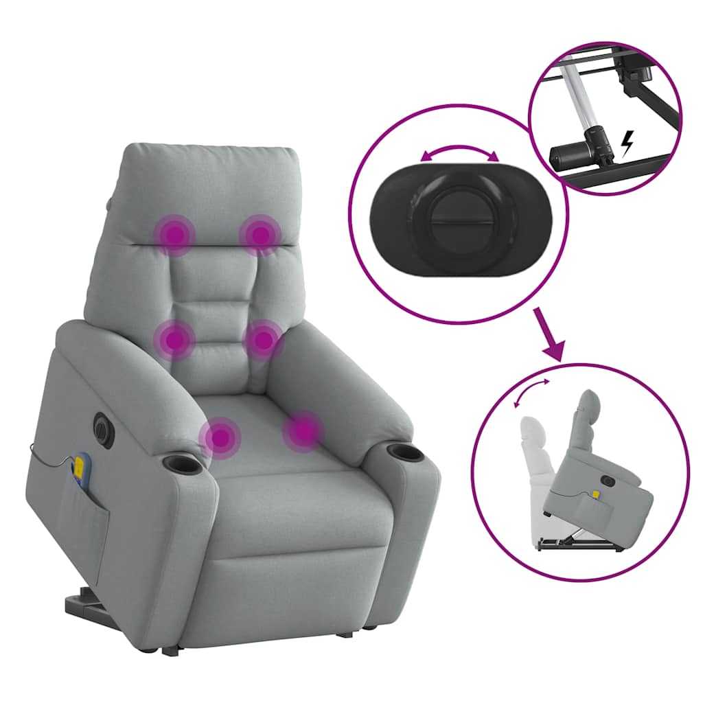 Sta-op-massagestoel elektrisch verstelbaar stof lichtgrijs