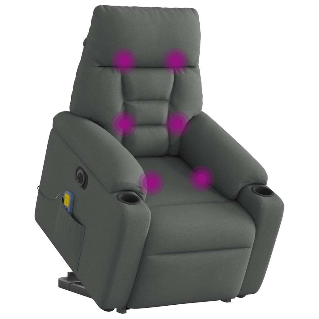 Sta-op-massagestoel elektrisch verstelbaar stof donkergrijs