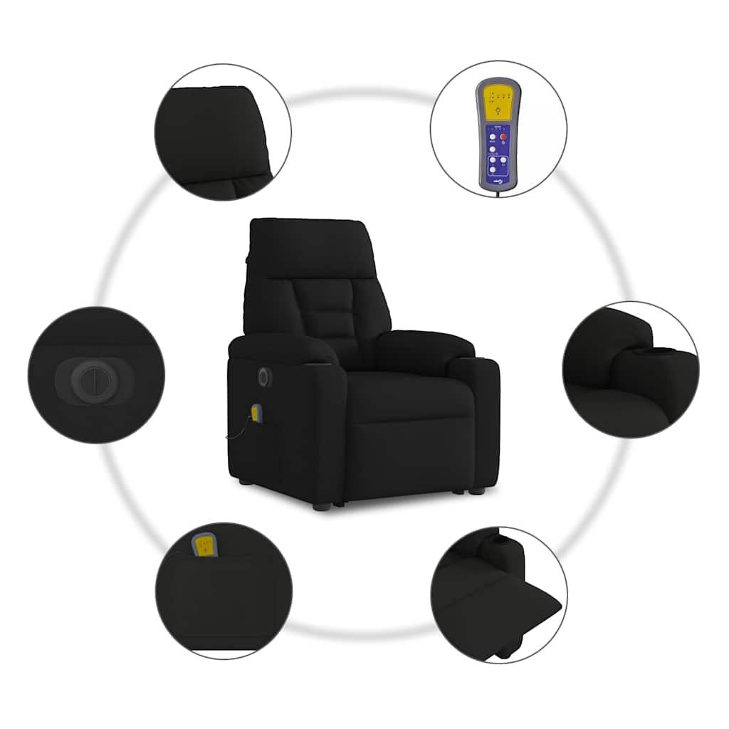 Sta-op-massagestoel elektrisch verstelbaar stof zwart