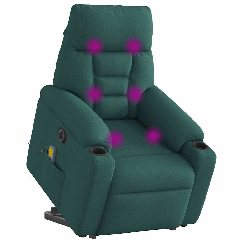 Sta-op-massagestoel elektrisch verstelbaar stof donkergroen