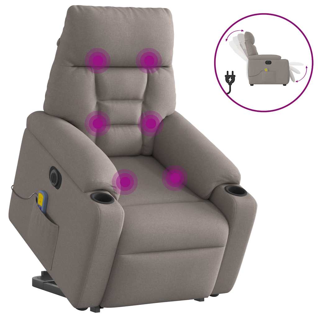 Sta-op-massagestoel elektrisch verstelbaar stof taupe