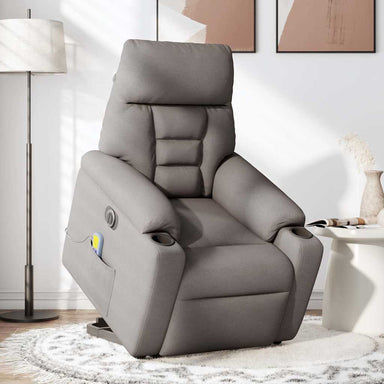 Sta-op-massagestoel elektrisch verstelbaar stof taupe