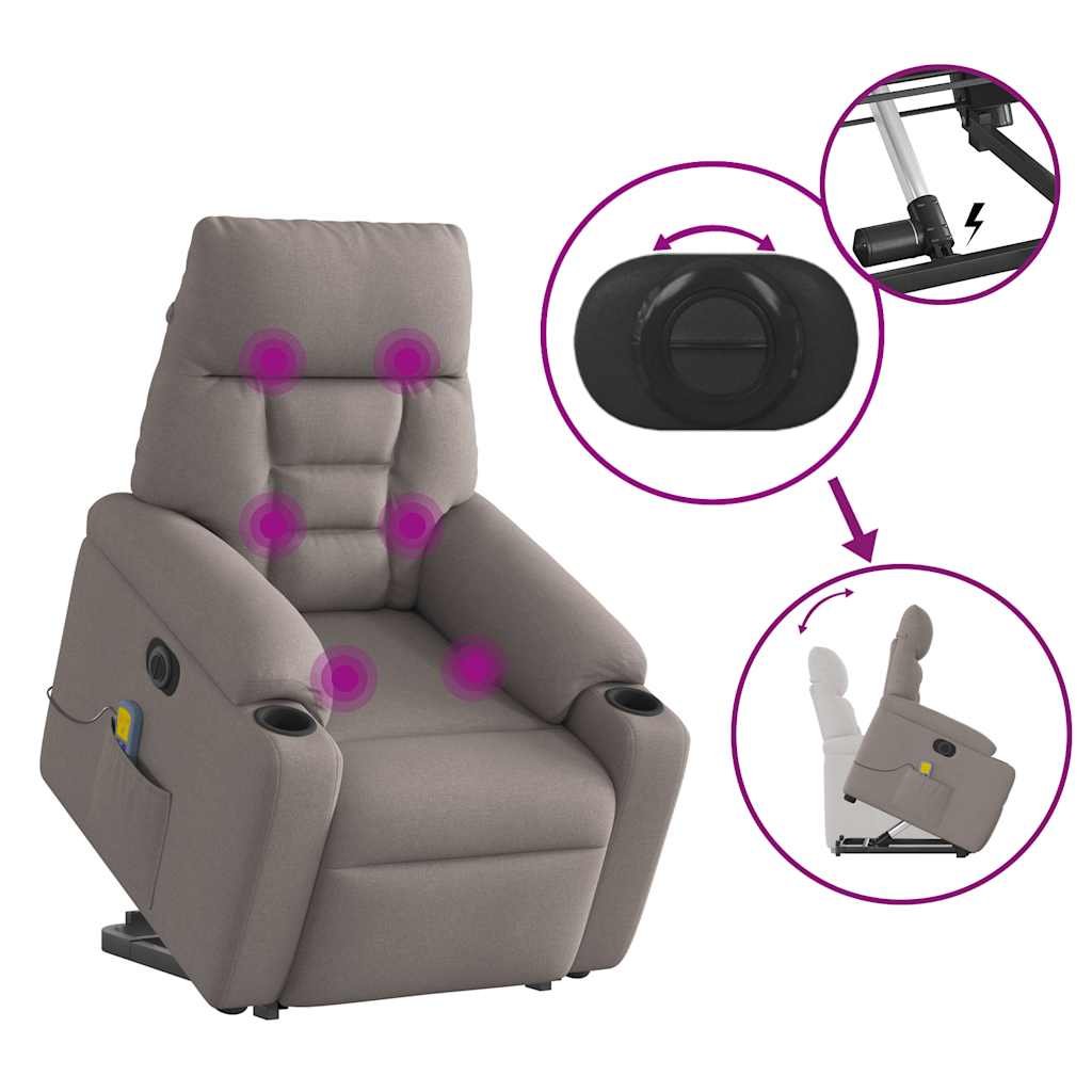 Sta-op-massagestoel elektrisch verstelbaar stof taupe