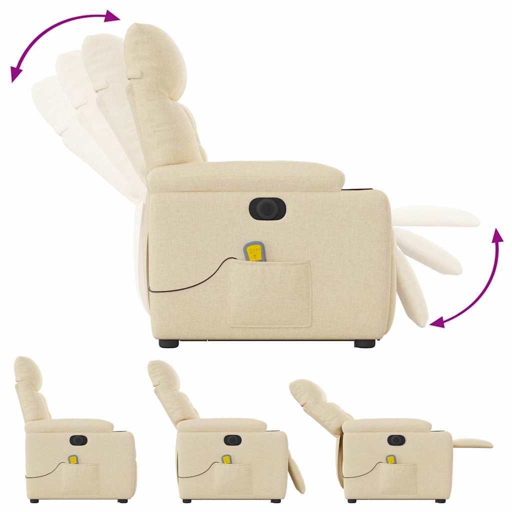 Sta-op-massagestoel elektrisch verstelbaar stof crèmekleurig