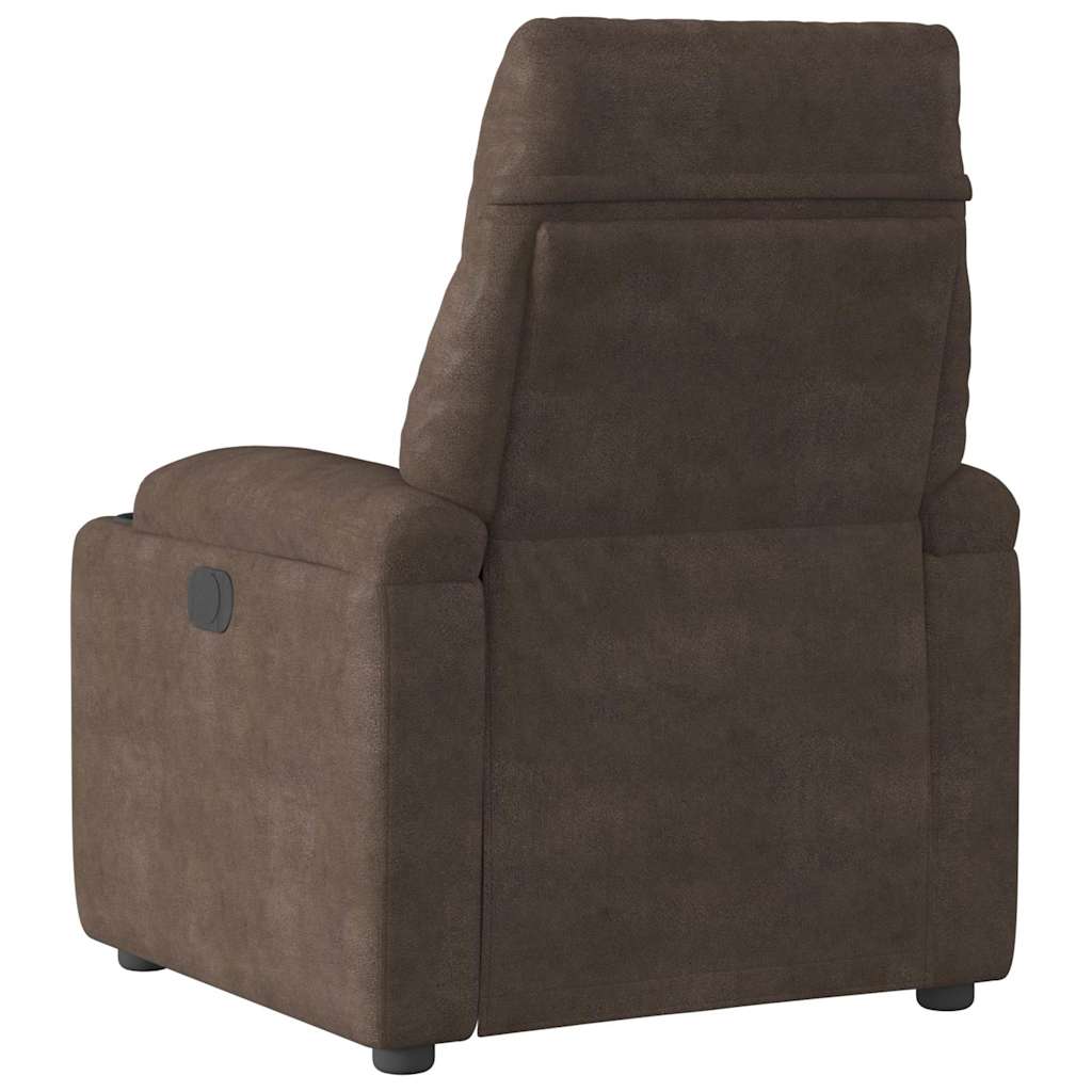 Fauteuil verstelbaar elektrisch microvezelstof bruin