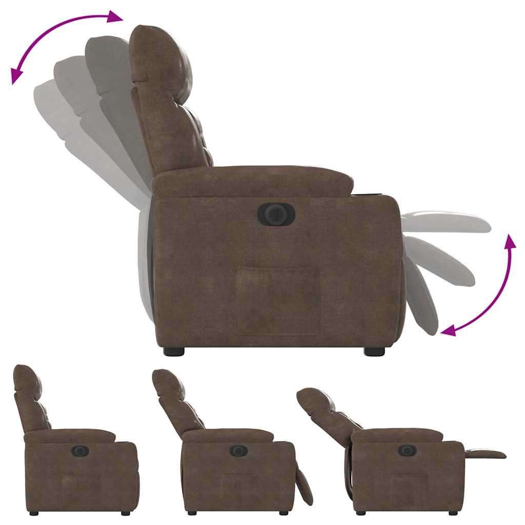 Fauteuil verstelbaar elektrisch microvezelstof bruin