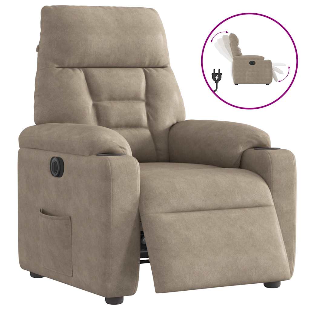 Fauteuil verstelbaar elektrisch microvezelstof taupe