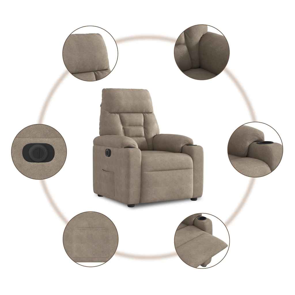 Fauteuil verstelbaar elektrisch microvezelstof taupe