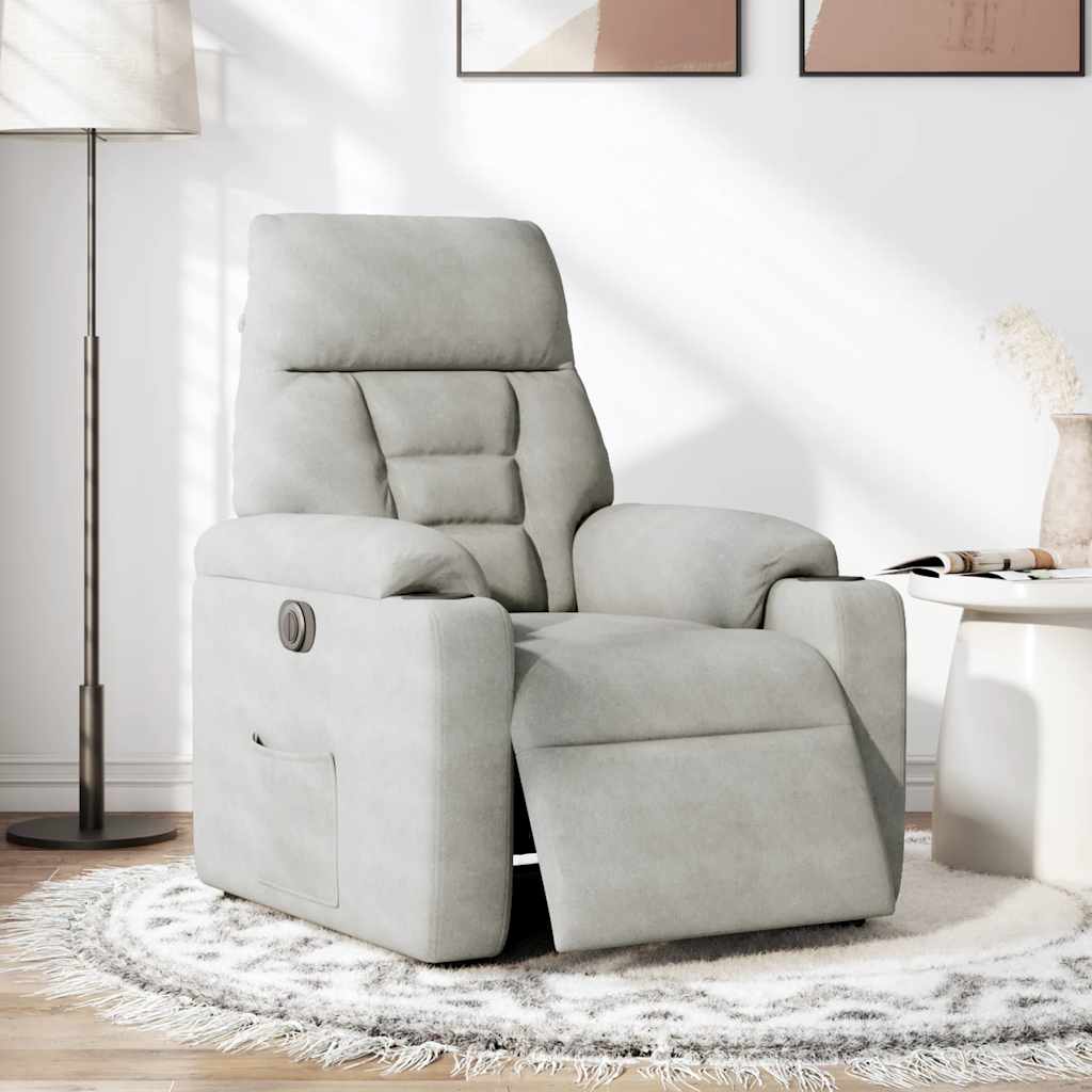 Fauteuil verstelbaar elektrisch microvezelstof lichtgrijs