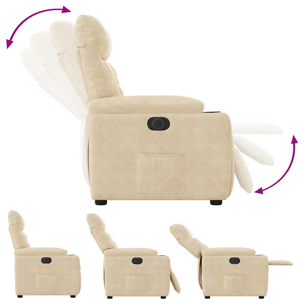 Fauteuil verstelbaar elektrisch microvezelstof crèmekleurig