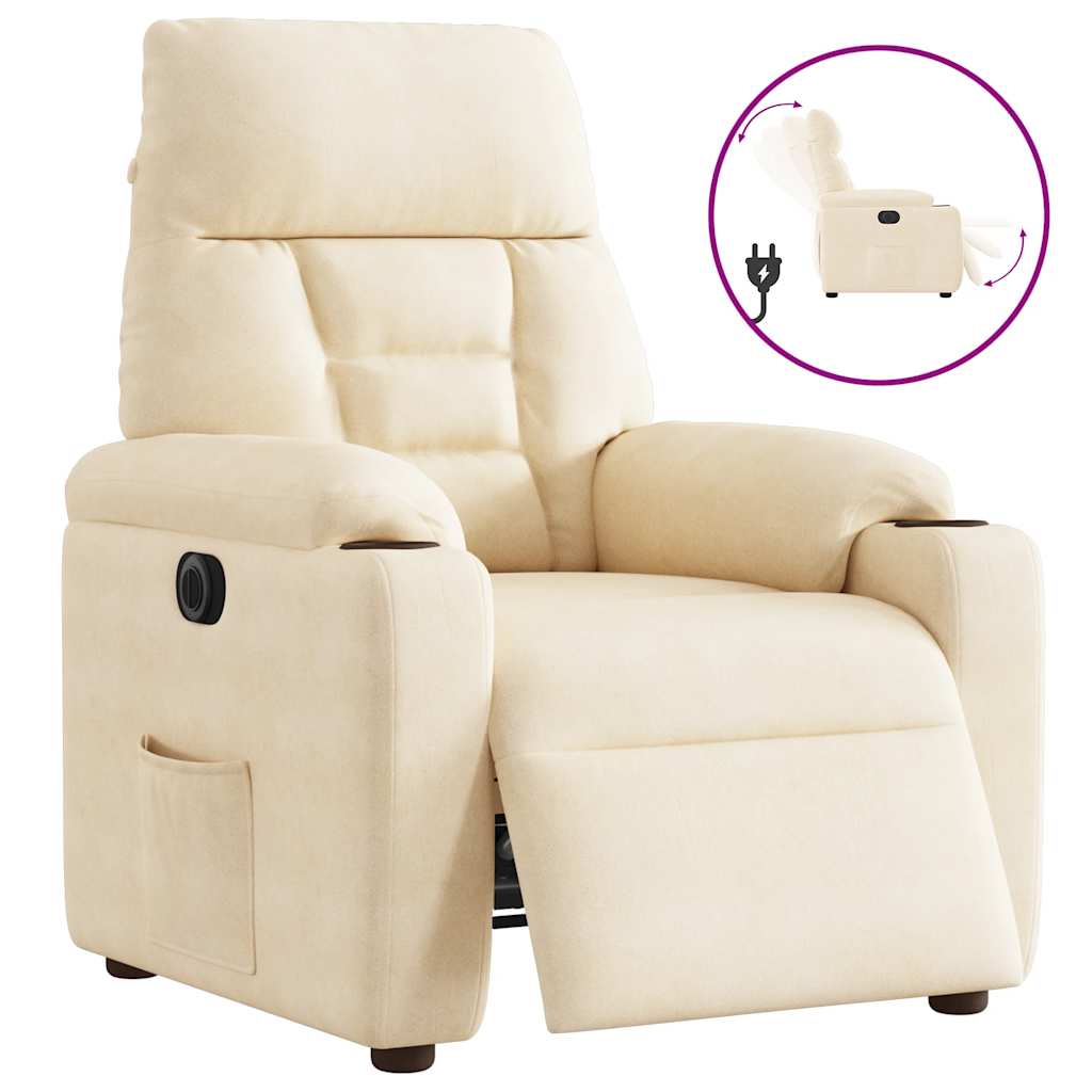 Fauteuil elektrisch verstelbaar microvezelstof beige