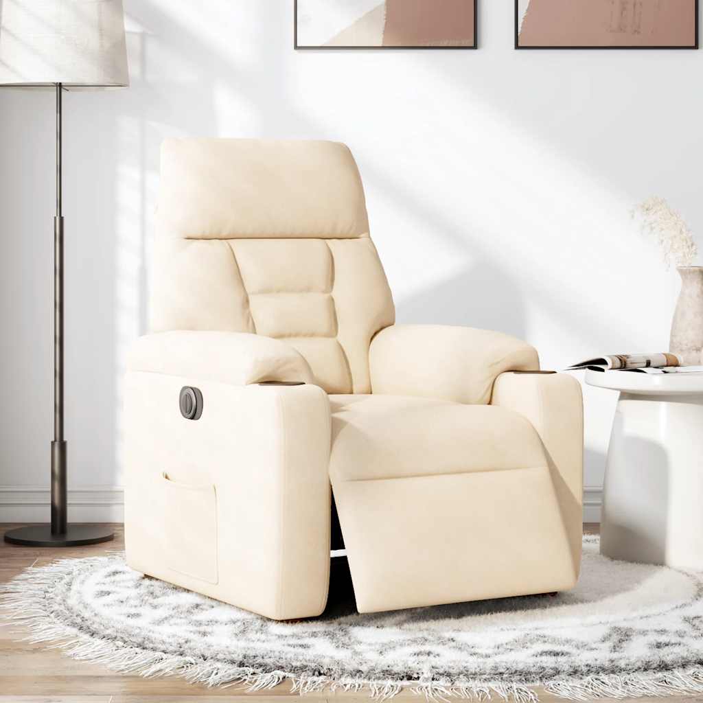Fauteuil elektrisch verstelbaar microvezelstof beige