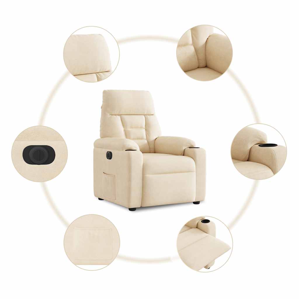Fauteuil elektrisch verstelbaar microvezelstof beige