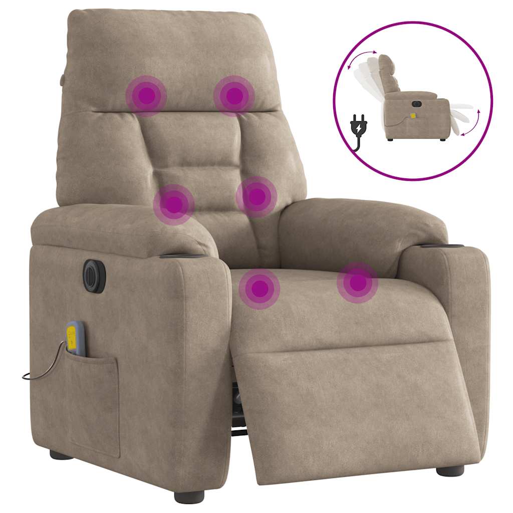 Massagestoel elektrisch verstelbaar microvezelstof taupe