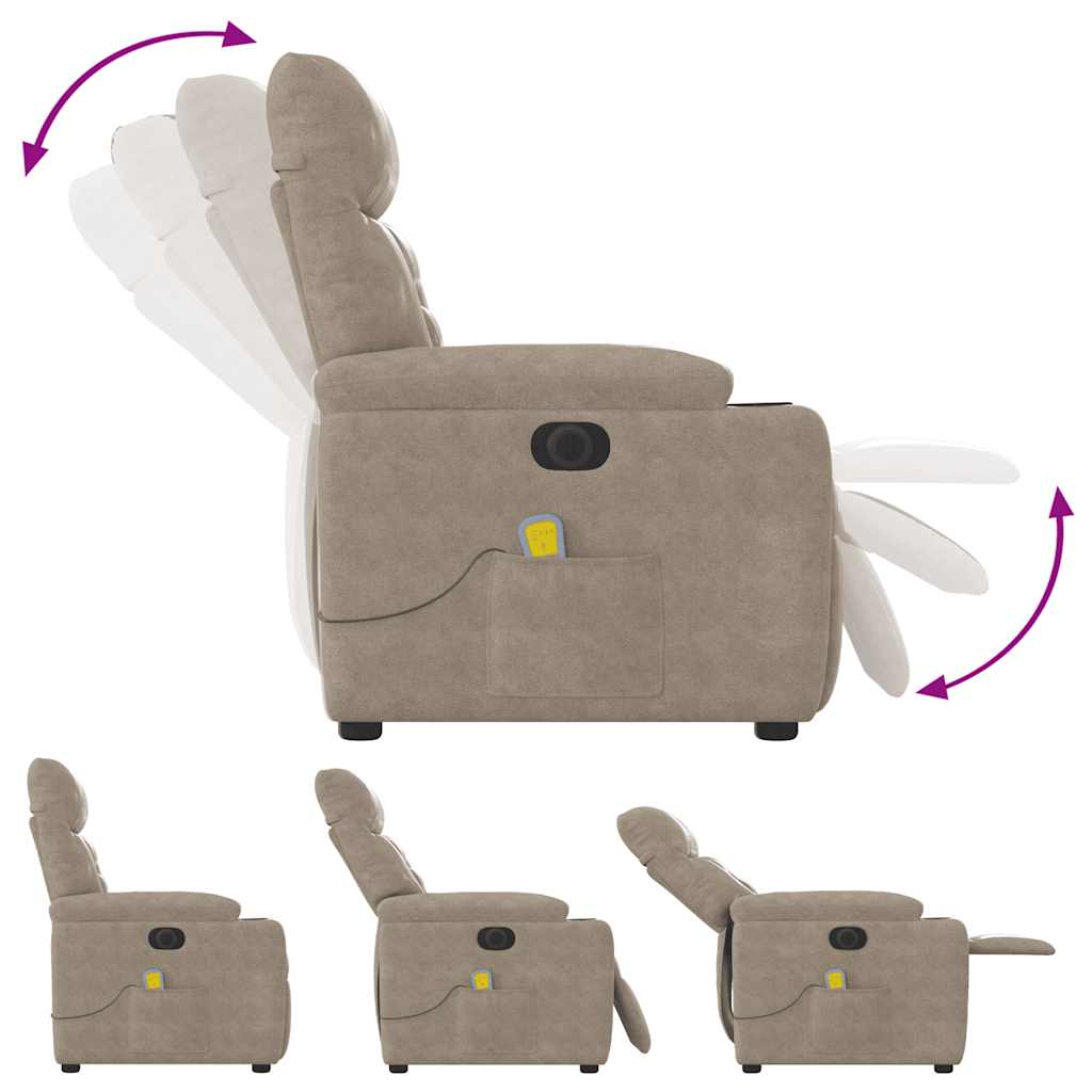 Massagestoel elektrisch verstelbaar microvezelstof taupe
