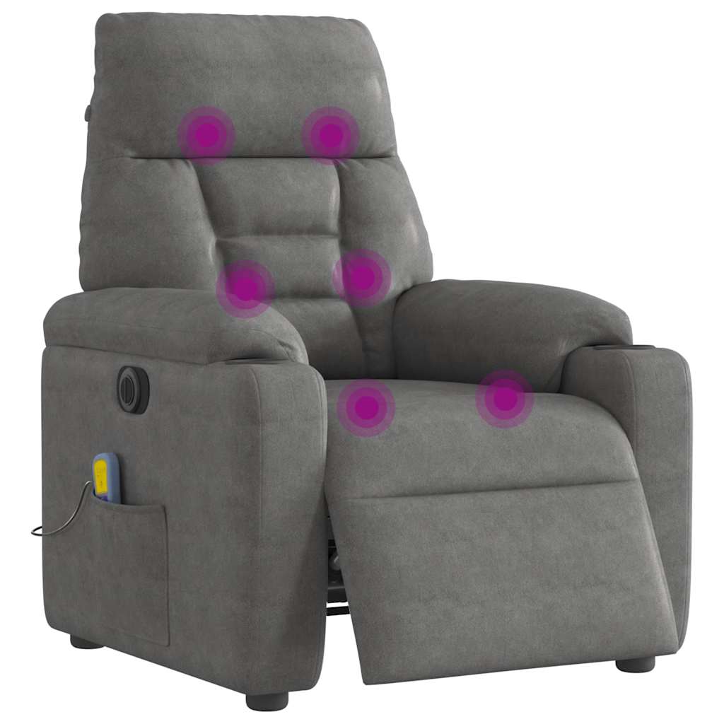 Massagestoel elektrisch verstelbaar microvezelstof donkergrijs