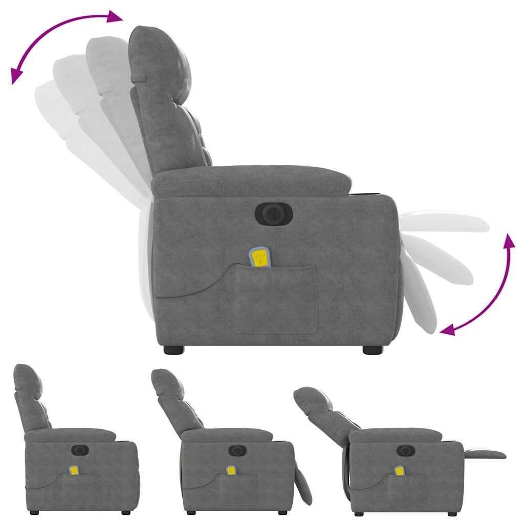 Massagestoel elektrisch verstelbaar microvezelstof donkergrijs