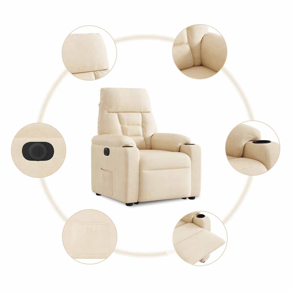 Sta-op-stoel elektrisch verstelbaar microvezelstof beige