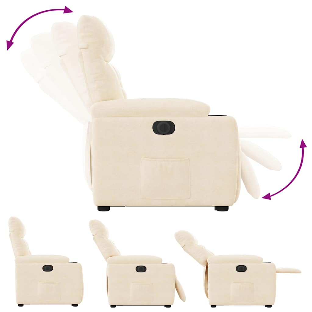 Sta-op-stoel elektrisch verstelbaar microvezelstof beige