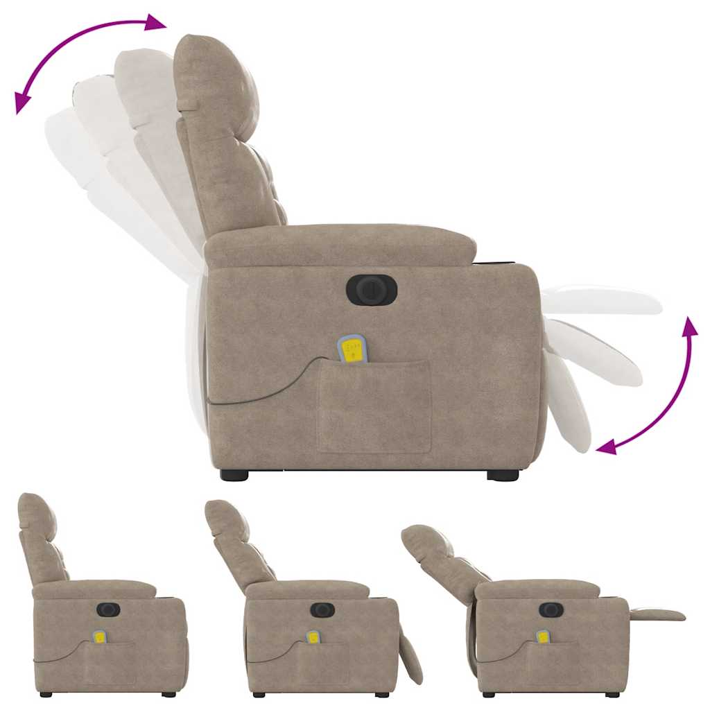 Sta-op-massagestoel elektrisch verstelbaar microvezelstof taupe