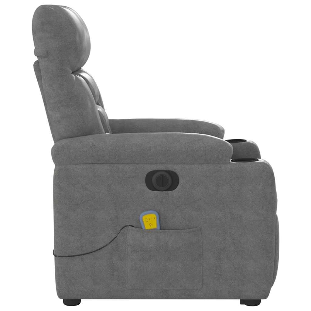 Sta-op-massagestoel elektrisch microvezelstof donkergrijs