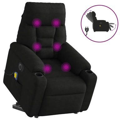 Sta-op-massagestoel elektrisch verstelbaar microvezelstof zwart