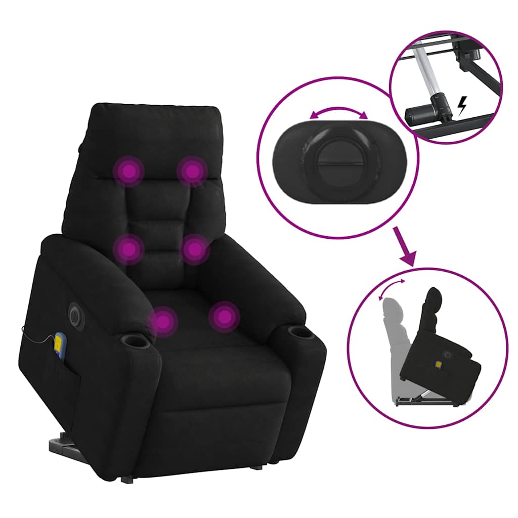 Sta-op-massagestoel elektrisch verstelbaar microvezelstof zwart